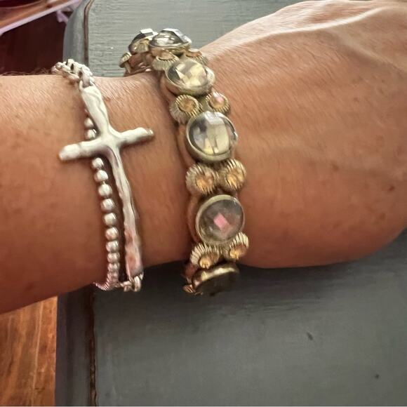 Bling Gold Tone Toggle Bracelet - Picture 3 of 11